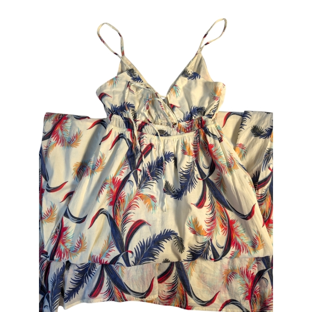 Quicksilver Boho Floral Maxi Dress 100% Cotton Feather Print Floor Lengt… - Picture 11 of 16